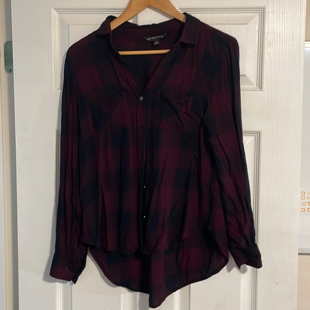 Plaid 100% rayon button up shirt